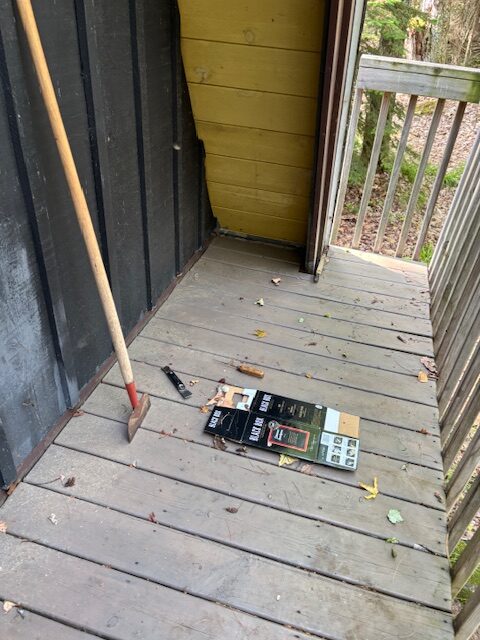 back deck with tools