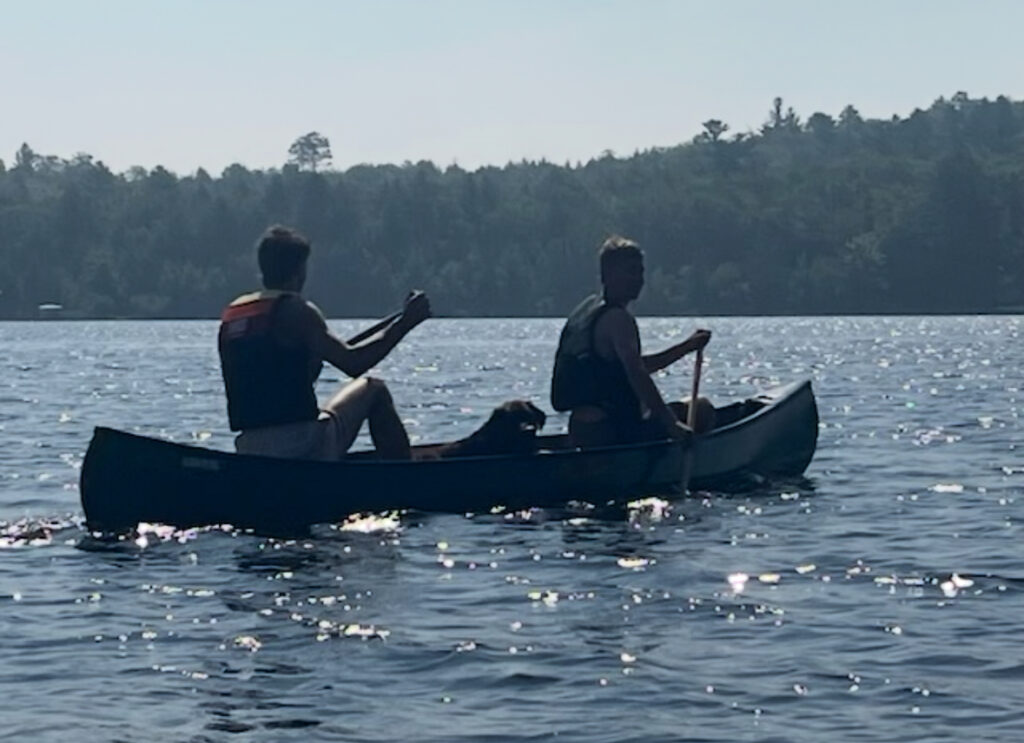 two boys in canoe