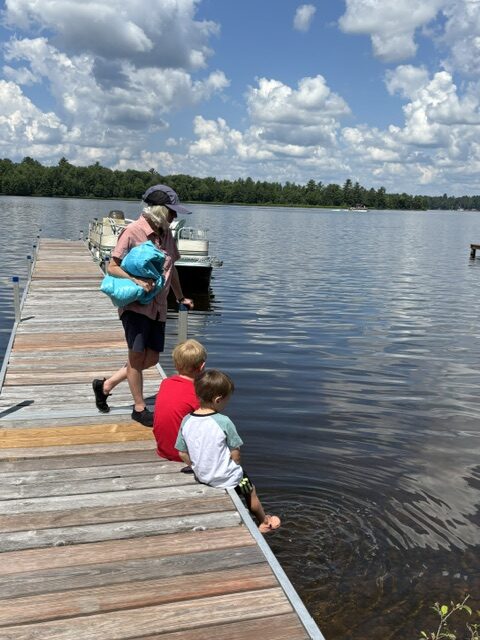 family on pier