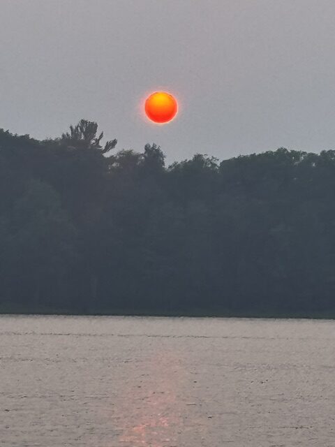 sunset with smoke
