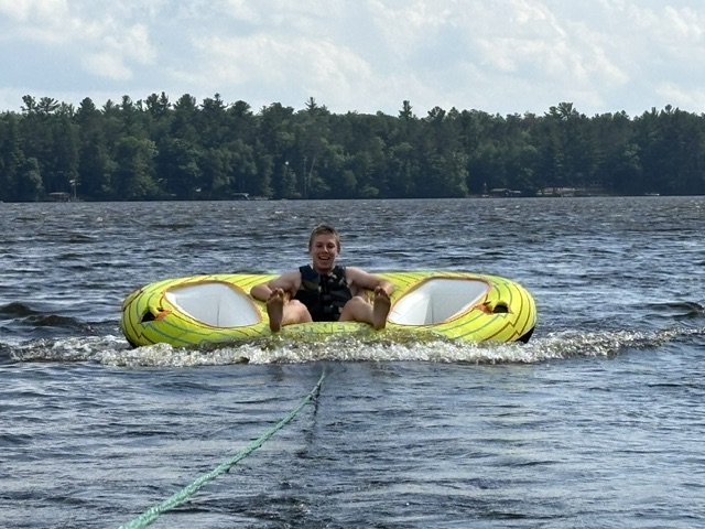 boy in inner tube